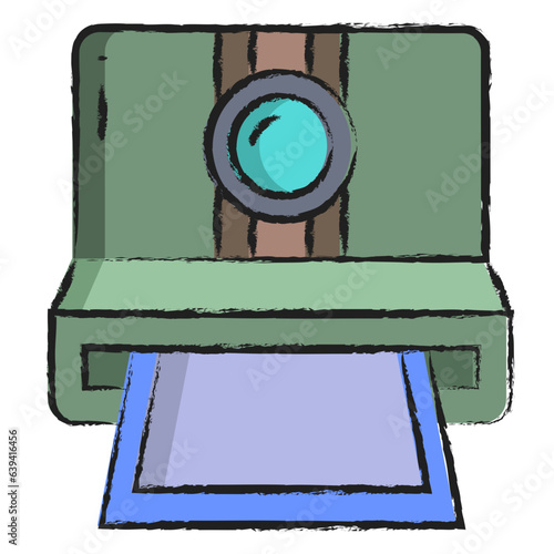 Hand drawn polaroid camera icon