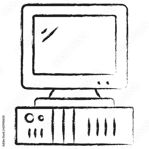 Hand drawnn retro computer icon photo