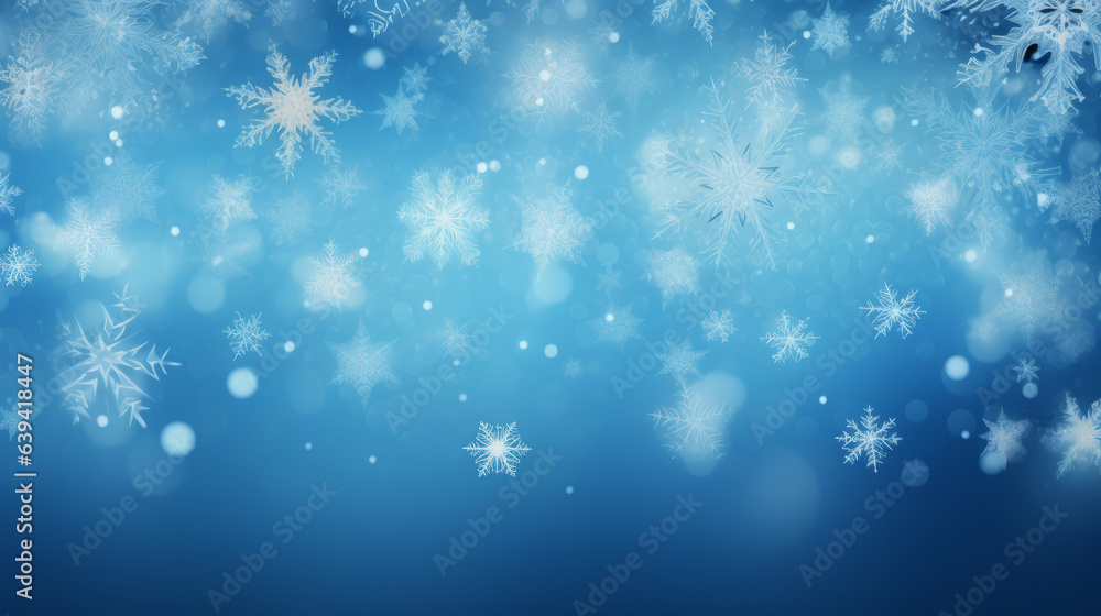 A blue background with white snowflakes