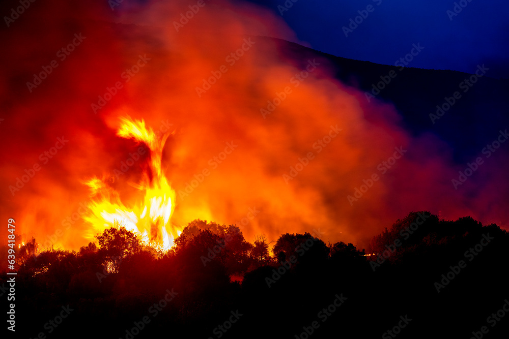 Forest fires in the prefecture of Evros in northern Greece in the biggest fire ever in Europe