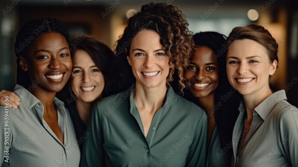 Happy group of teachers smiling in the classroom. Happy group of teachers smiling in the classroom.