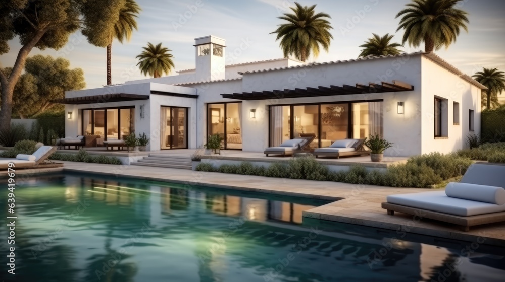 Fototapeta premium Luxurious villa with swimming pool.