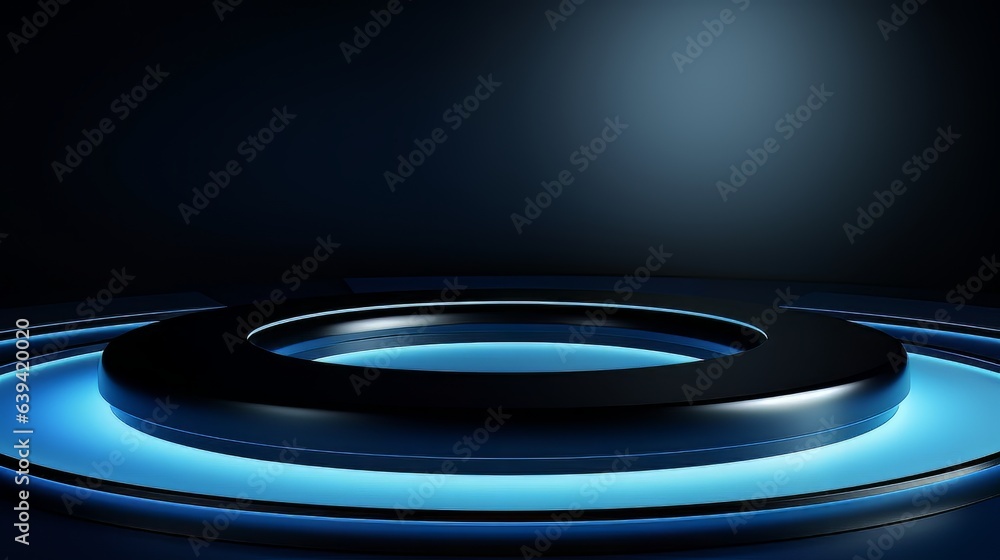 Abstract minimalistic dark blue scene with geometric shapes. visualization AI Abstract minimalistic dark blue scene with geometric shapes. visualization AI
