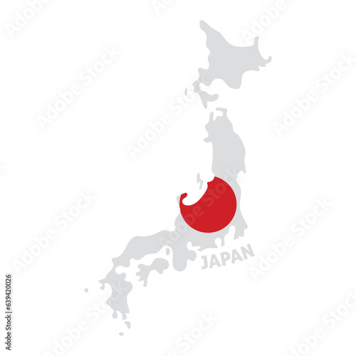 Isolated colored map of Japan with its flag Vector