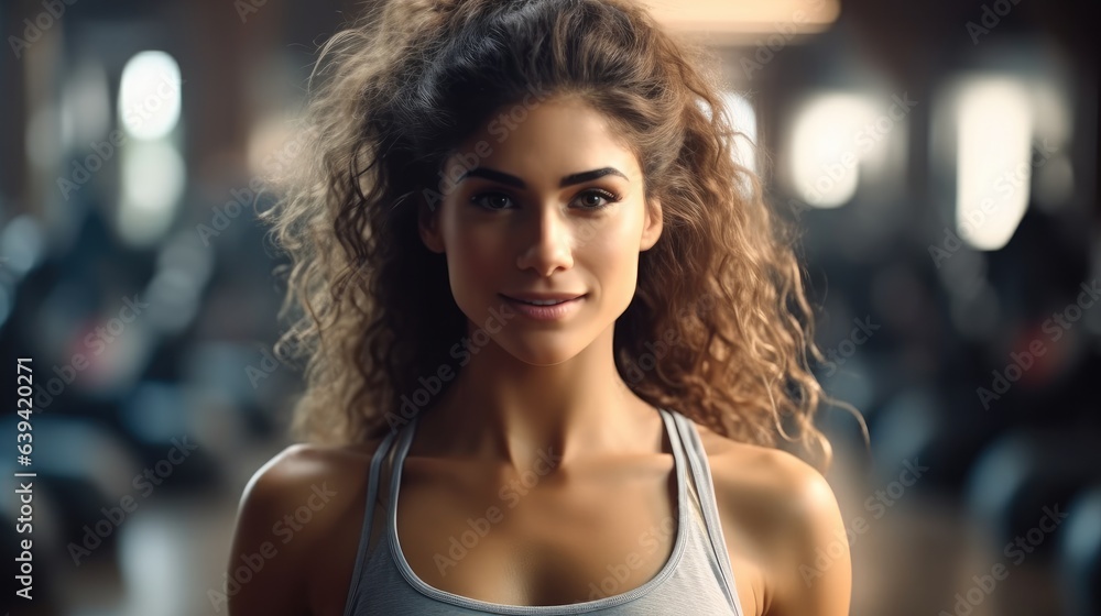 Healthy lifestyle concept, Portrait of beautiful woman working out at gym, Fitness exercises.