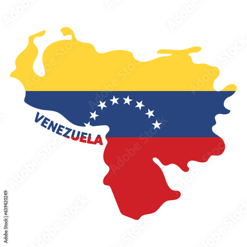 Isolated colored map of Venezuela with its flag Vector