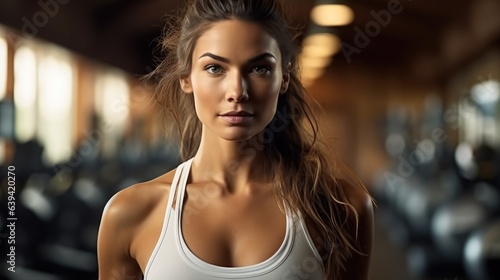 Healthy lifestyle concept, Portrait of beautiful woman working out at gym, Fitness exercises. © visoot