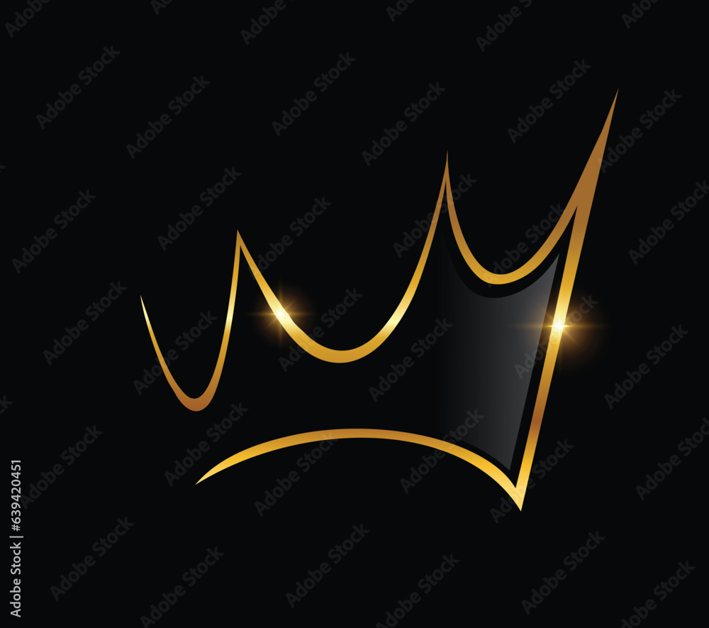 A vector Illustration of Golden Crown Logo Vector Illustration in black ...