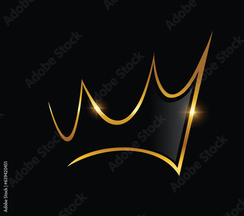 A vector Illustration of Golden Crown Logo Vector Illustration in black background with gold shine effect