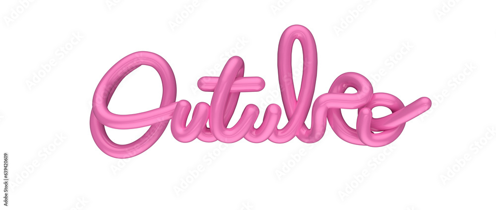 Obraz premium Text pink october awareness in 3d render realistic