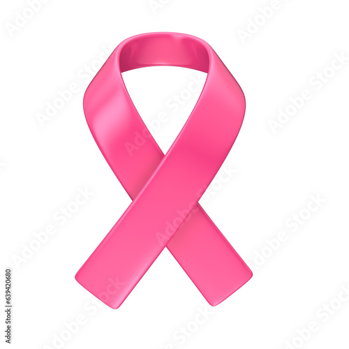 Pink awareness ribbon in 3d render realistic photo