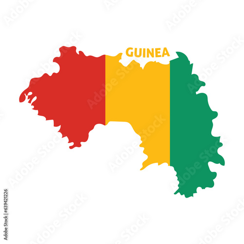 Isolated colored map of Guinea with its flag Vector