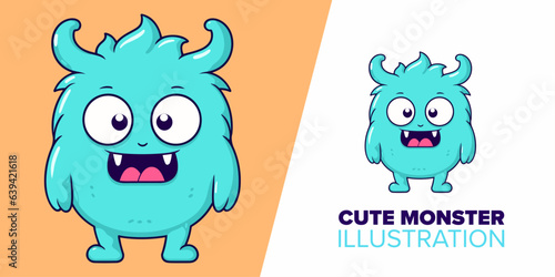 Isolated Flat Design: Cute Monster Kid Cartoon Holiday Icon in Vector Illustration