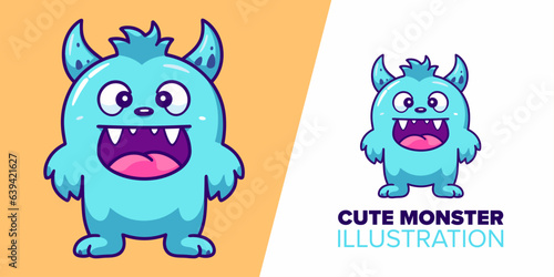 Monster Holiday Icon Concept: Cute Kid Cartoon in Vector Isolated Flat Design