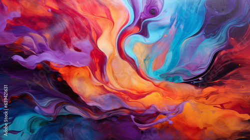 An abstract painting with vibrant colors and