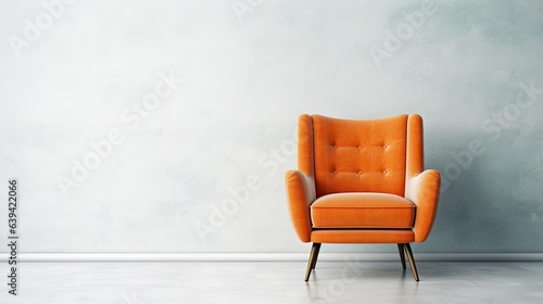 an armchair on a white wall background.