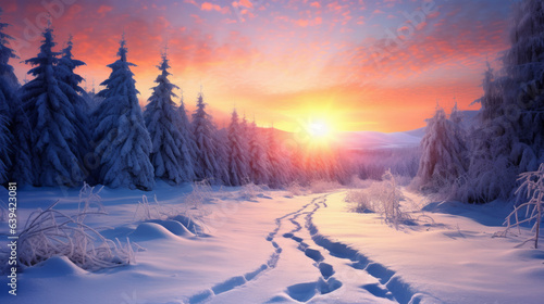 A winter wonderland with fresh tracks in