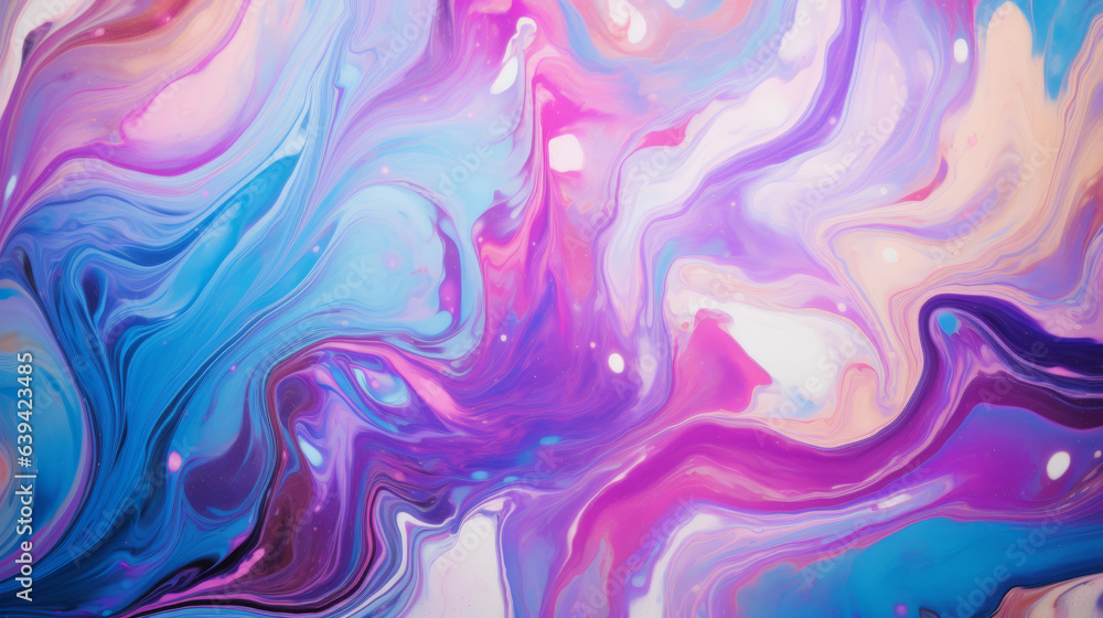 An abstract painting with vibrant blue, pink