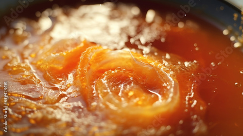 An icy cold sful of soup glides through the frame like oozing treacle its subtle reminisces illuminated in captivating slowmotion macro.