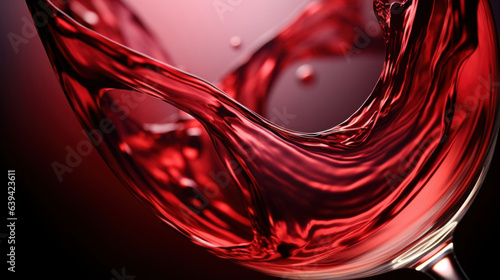 Luxurious swirl of ruby red wine as it slowly settles into its surrounding glass edges. © Justlight