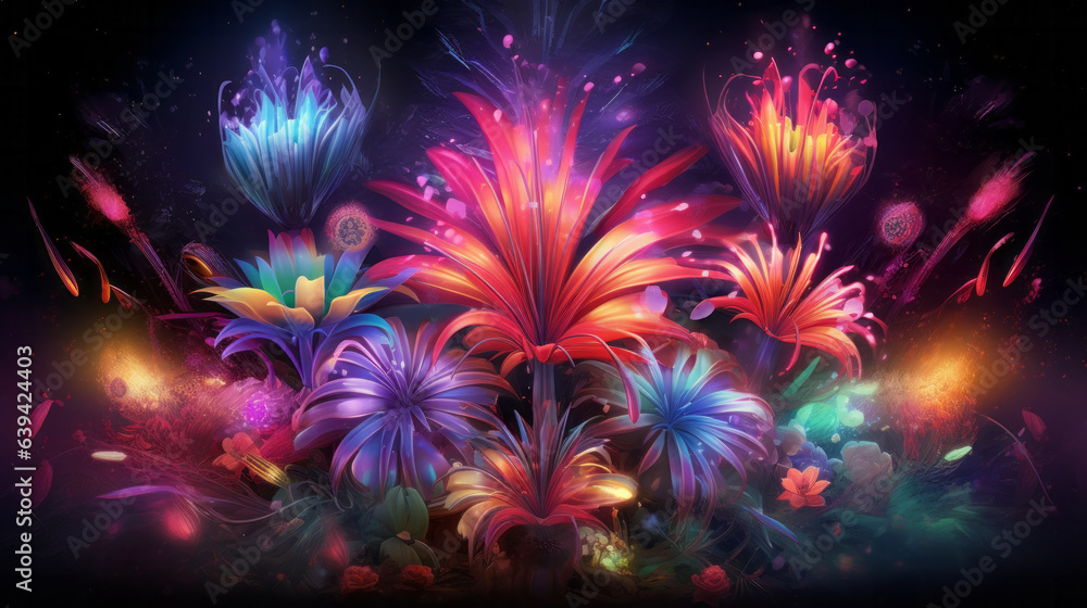 A vibrant bouquet of flowers against a A vibrant bouquet of flowers against a