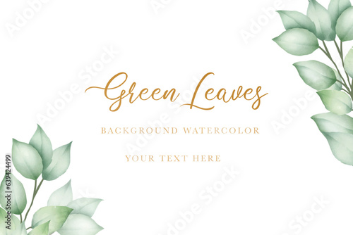 Beautiful green leaves background watercolor 