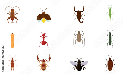 Set of different colored insect icons Vector © DAVIDS