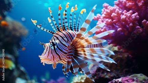 Creatures of the submerged ocean world Biological system Colorful tropical angle Life within the coral reef