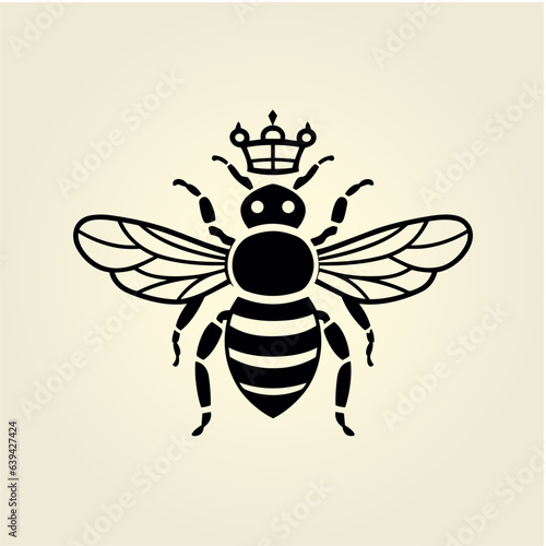A regal queen bee, adorned with a crown, symbolizing leadership, unity, and beekeeping excellence.