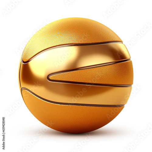 gold basketball, realistic 3d, on white background. © peekeedee