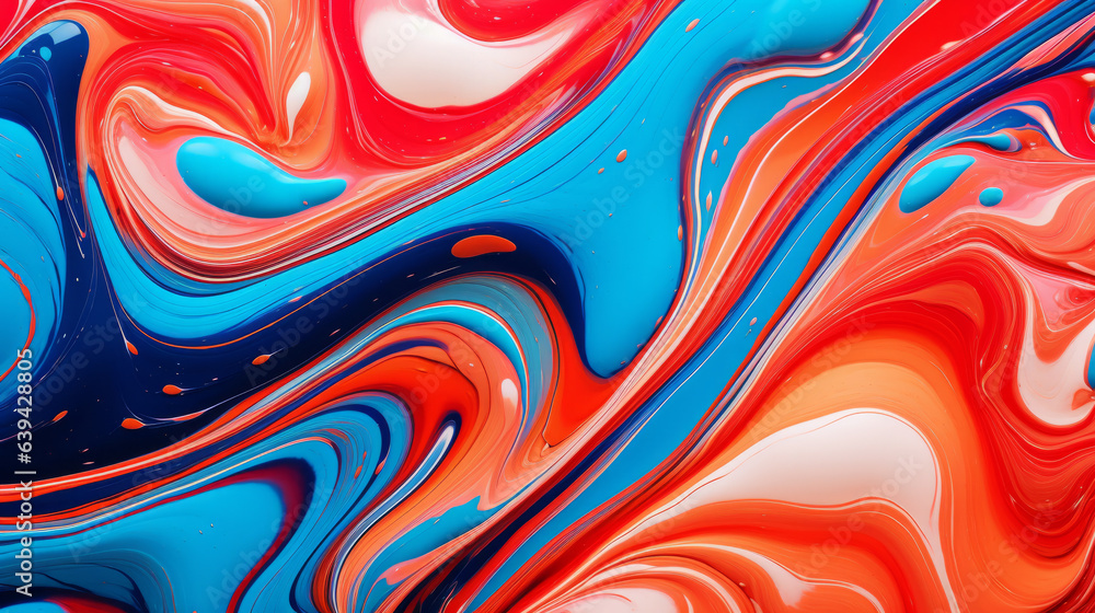 An abstract painting with vibrant blue, red An abstract painting with vibrant blue, red
