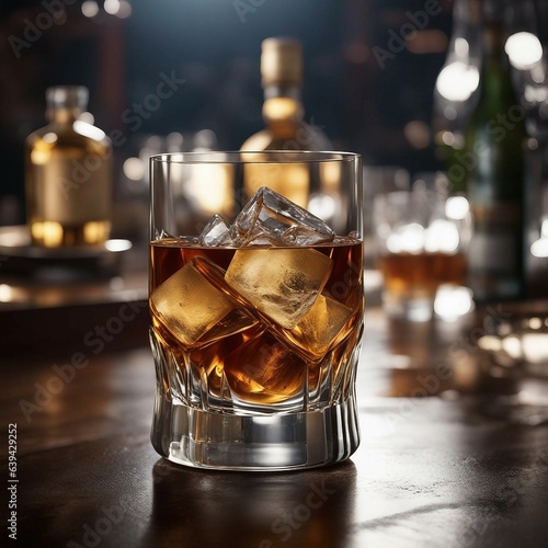whiskey on the rocks in a bar