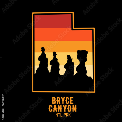 vector of bryce national park in utah with sunset sky view 