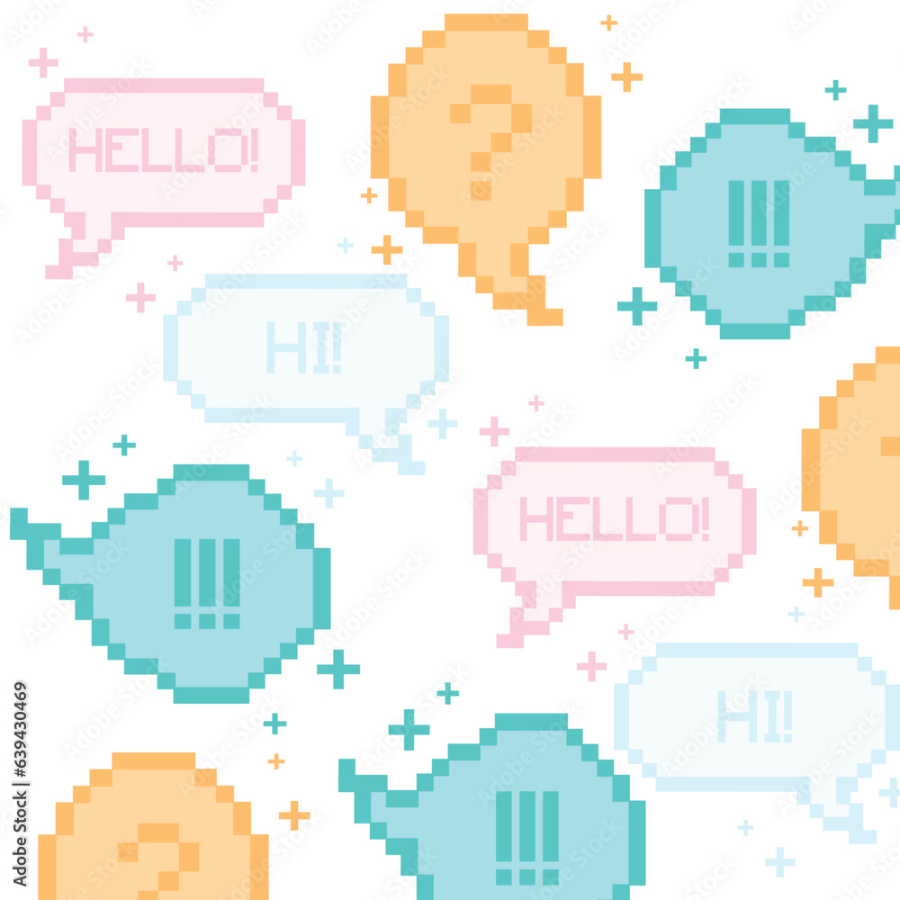 Seamless pattern with pixelated comic speech bubble chats Vector Seamless pattern with pixelated comic speech bubble chats Vector