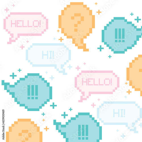 Seamless pattern with pixelated comic speech bubble chats Vector