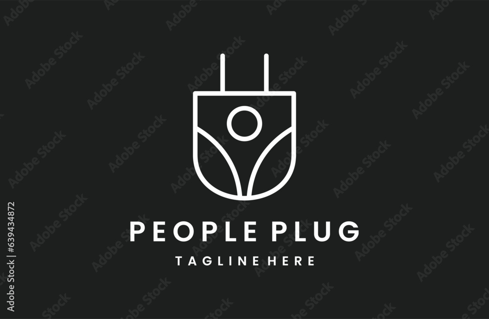 People plug logo template vector illustration design