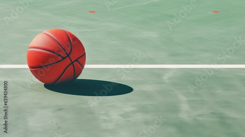 a basketball ball on a green court illustration. © Pro Hi-Res