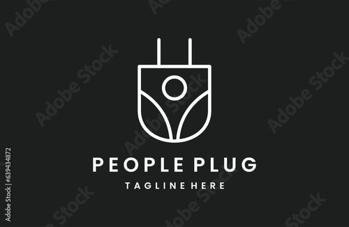 People plug logo template vector illustration design