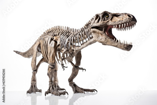 Dinosaur skeleton on white background