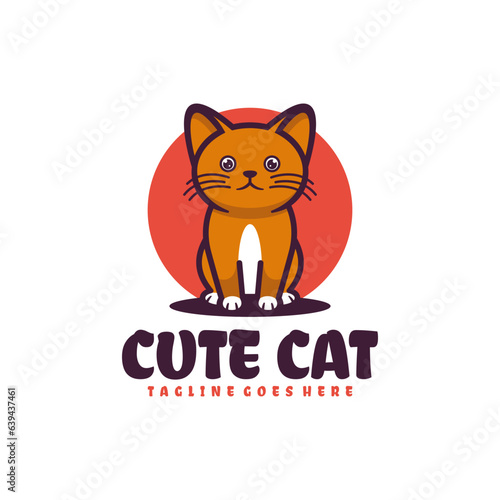 Fototapeta Naklejka Na Ścianę i Meble -  cute cat mascot logo design