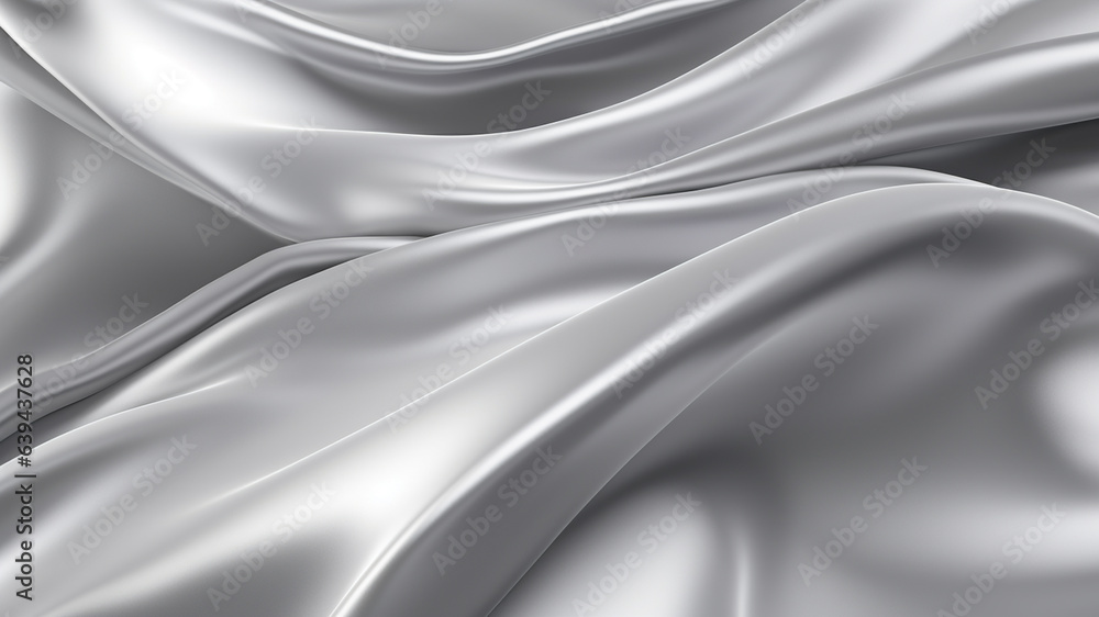 Fototapeta premium Elegance abstract soft focus wave glossy silver fabric use for background