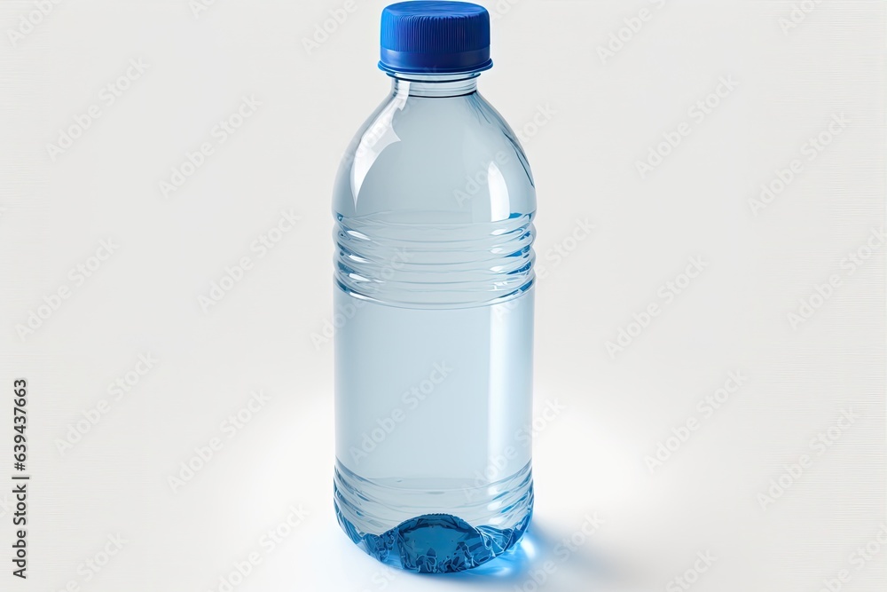 On a white backdrop, a plastic bottle of water is shown. Generative AI On a white backdrop, a plastic bottle of water is shown. Generative AI
