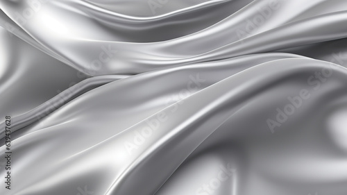 Elegance abstract soft focus wave glossy silver fabric use for background