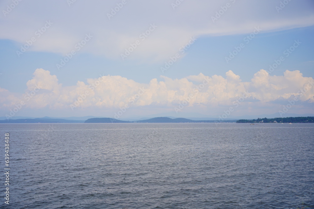Landscape of Lake Champlain and island at Vermont, USA	