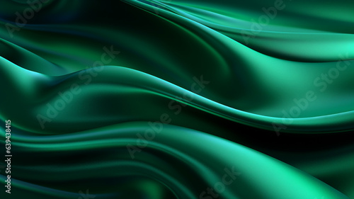 Elegance abstract soft focus wave glossy green fabric use for background