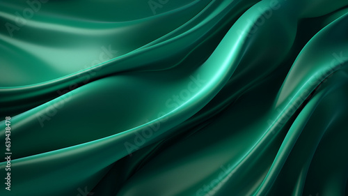 Elegance abstract soft focus wave glossy green fabric use for background