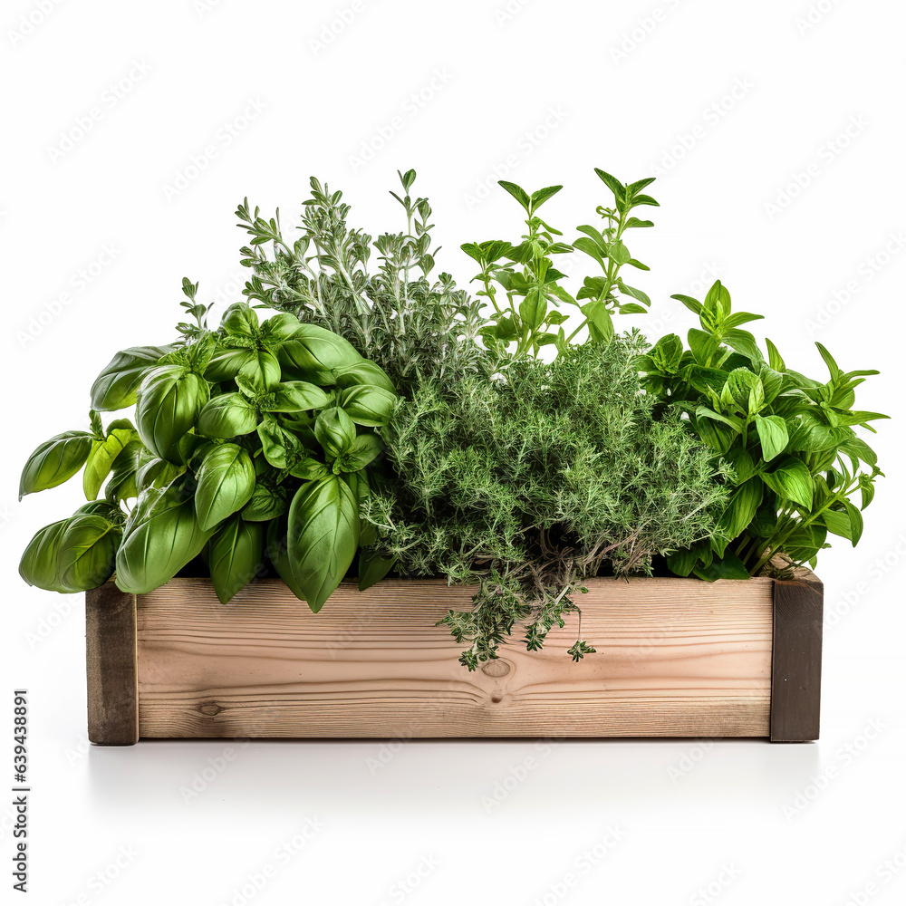 Freshly Herbs in a Wooden Planter box Freshly Herbs in a Wooden Planter box