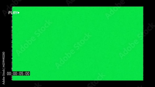 Video player, Retro film video, effect footage.TV screen. Noise flicke, Green screen Full Hd photo