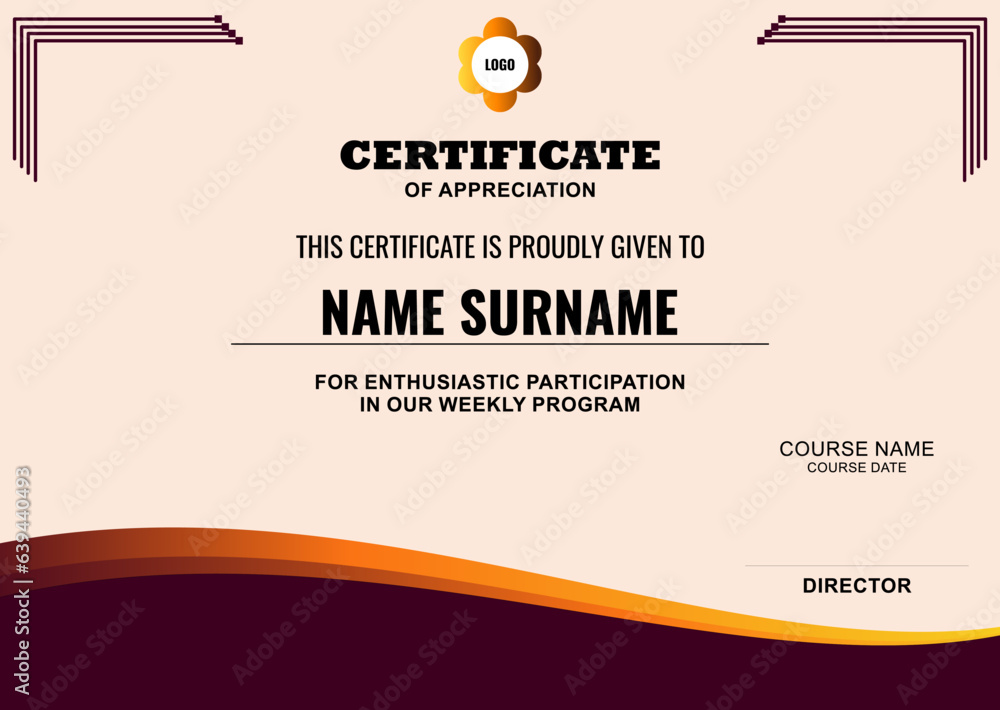 Fototapeta premium Modern Certificate Template with stylish design, simple, elegant and perfect design. Ready to use template.