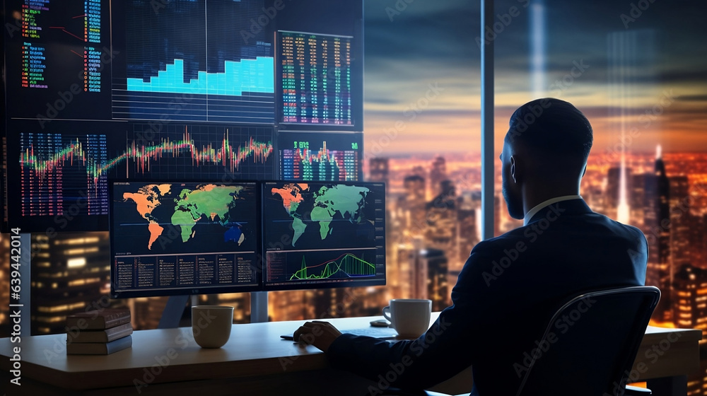 Businessman analyst working with digital finance business data graph showing technology of investment strategy for perceptive financial business decision Businessman analyst working with digital finance business data graph showing technology of investment strategy for perceptive financial business decision
